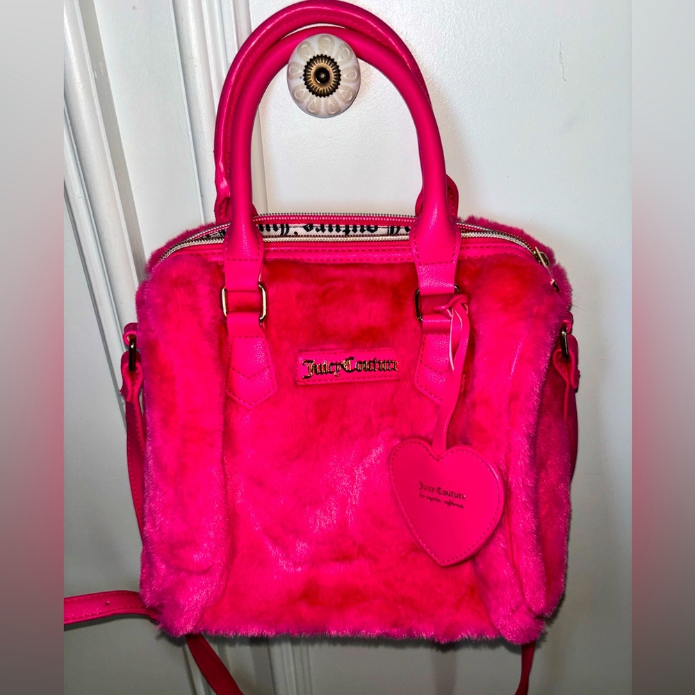 Juicy couture hot pink fluffy satchel